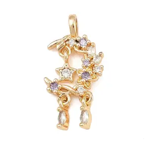 Brass Micro Pave Cubic Zirconia Pendants