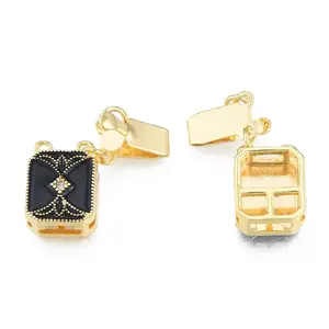 Brass Pave Clear Cubic Zirconia Box Clasps