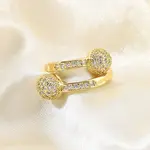 Brass Micro Pave Cubic Zirconia Open Cuff Rings for Women