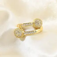Brass Micro Pave Cubic Zirconia Open Cuff Rings for Women