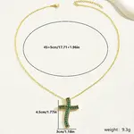 Brass Cubic Zirconia Cross Pendant Cable Chain Necklaces
