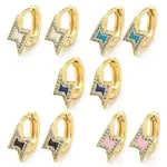 Lightning Bolt Real 18K Gold Plated Brass Hoop Earrings