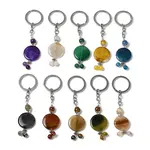 Iron with Alloy Natural Agate Pendant Keychain