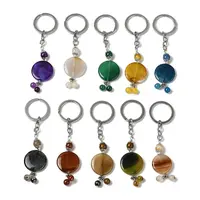 Iron with Alloy Natural Agate Pendant Keychain