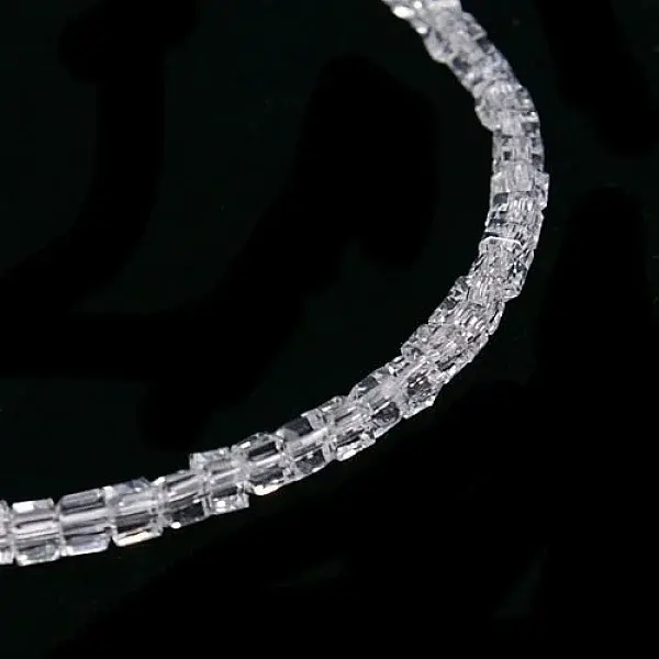 Transparent Cube Shaped Crystal Glass Beads Strands