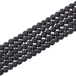 Natural Lava Rock Gemstone Round Bead Strands
