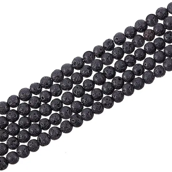 Natural Lava Rock Gemstone Round Bead Strands