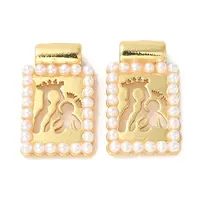 Rack Plating Brass & Acrylic Pearl Pendants