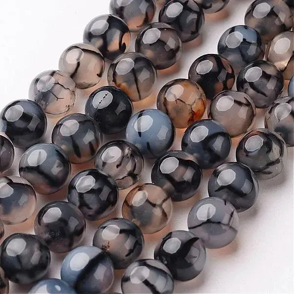 Natural Dragon Veins Agate Beads Strands