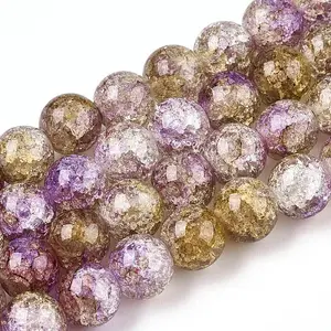Baking Paint Crackle Glass Bead Strands
