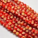 Round Millefiori Glass Beads Strands