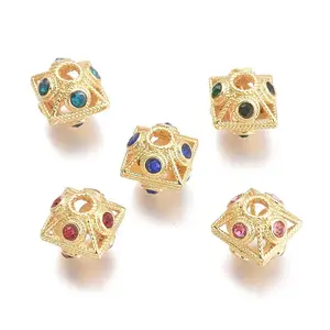 Brass Micro Pave Cubic Zirconia Beads