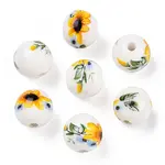Floral Printed Porcelain Beads