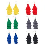 6 Pairs 6 Colors Bohemian Polyester Long Tassel Dangle Earrings with Iron Pins for Women