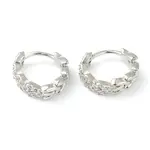Brass Micro Pave Clear Cubic Zirconia Huggie Hoop Earrings