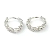 Brass Micro Pave Clear Cubic Zirconia Huggie Hoop Earrings