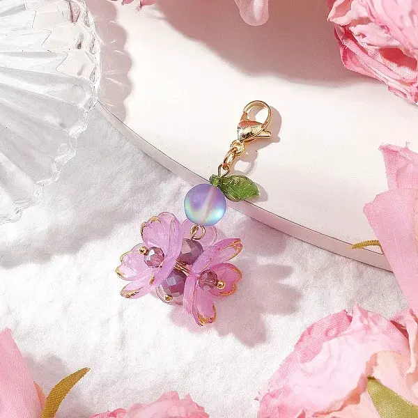 Flower Synthetic Moonstone & Glass Pendant Decorations