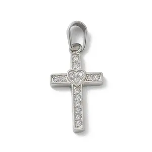 304 Stainless Steel Micro Pave Cubic Zirconia Pendants