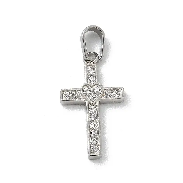 304 Stainless Steel Micro Pave Cubic Zirconia Pendants