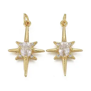 Brass Micro Pave Clear Cubic Zirconia Pendants