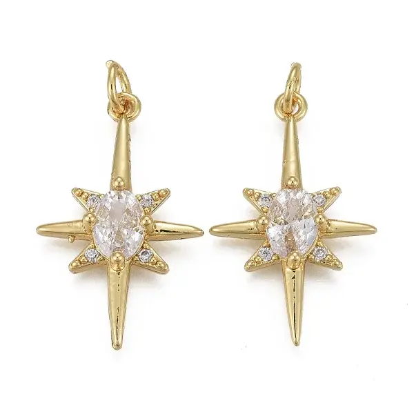 Brass Micro Pave Clear Cubic Zirconia Pendants