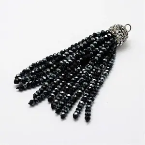 Electroplate Glass Bead Tassel Big Pendants
