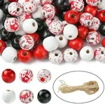 Halloween Theme Printed Natural Wooden Beads