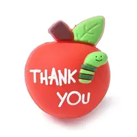 Cartoon Double Sided Apple with Word Thank you Silicone Beads