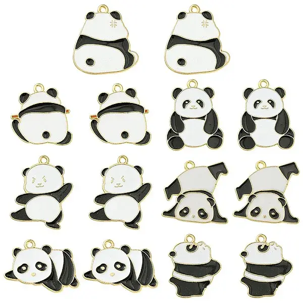 14Pcs 7 Styles Alloy Enamel Pendants