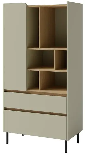 Vysoká komoda ii hailee - zelená/dub písečný