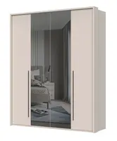 Čtyřdveřová šatní skříň se zrcadlem a rámem baptiste - béžová