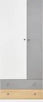 Šatní skříň dvoudvéřová eragon - dub/bílá/šedá