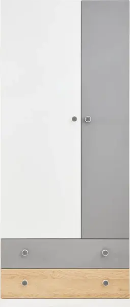 Šatní skříň dvoudvéřová eragon - dub/bílá/šedá