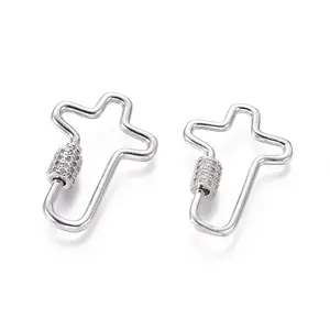 Brass Micro Pave Cubic Zirconia Screw Carabiner Lock Charms