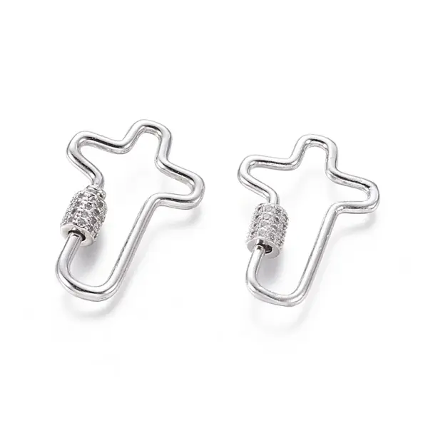 Brass Micro Pave Cubic Zirconia Screw Carabiner Lock Charms