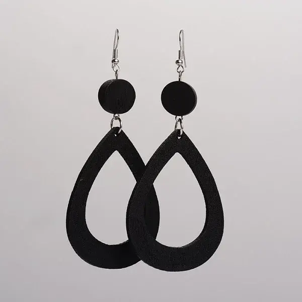 Trendy Teardrop Wood Dangle Earrings