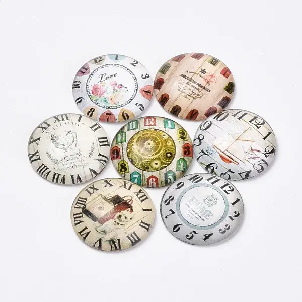 Printed Glass Flat Back Cabochons