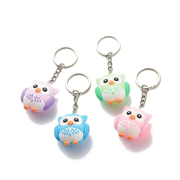 4Pcs PVC Cartoon Owl Keychain