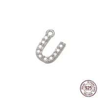 Real Platinum Plated Rhodium Plated 925 Sterling Silver Micro Pave Clear Cubic Zirconia Charms