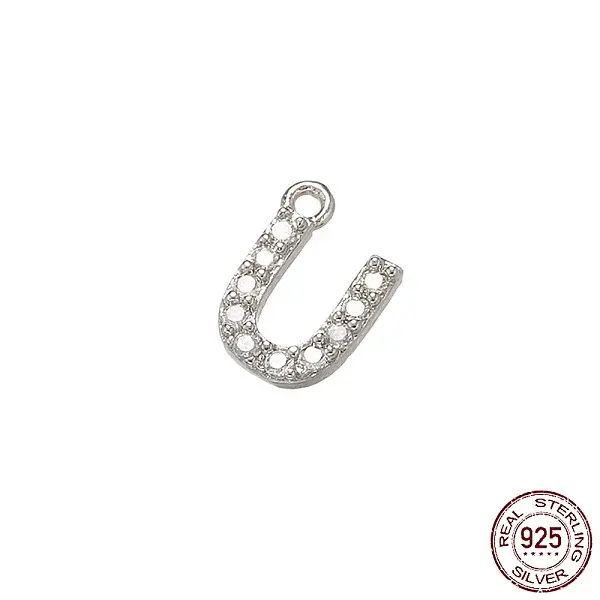 Real Platinum Plated Rhodium Plated 925 Sterling Silver Micro Pave Clear Cubic Zirconia Charms