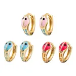 Snake Brass Enamel Hoop Earrings for Women