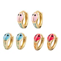 Snake Brass Enamel Hoop Earrings for Women