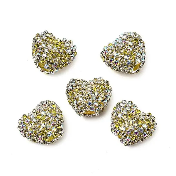 Sparkling Acrylic Heart Beads with Rhinestone Embellishment