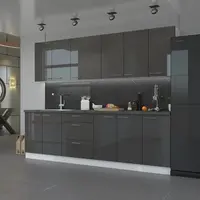 Kuchyňská linka 260 cm Lara 1 Barva korpusu: Bílá, Barva dvířek: Šedý lesk