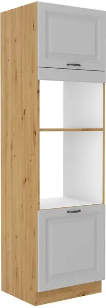 Vysoká skříňka pro vestavnou a mikrovlnou troubu Stilo 60 DPM-210 2F Barva korpusu: Dub artisan, Barva dvířek: Bílá