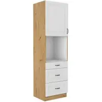 Vysoká skříňka pro vestavnou troubu Stilo 60 DPS-210 3S 1F - Premium Box Barva korpusu: Dub artisan, Barva dvířek: Bílá