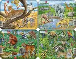 Exotické zvieratá (Z8) (Sada 4 puzzle) - puzzle z kategorie Naučné puzzle
