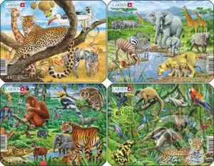 Exotické zvieratá (Z8) (Sada 4 puzzle) - puzzle z kategorie Naučné puzzle