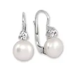 Soliter Náušnice z bílého zlata s krystalem a perlou 745 235 001 00102 0700000