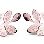 Vuch Podélné bronzové náušnice Leaves Rose Gold